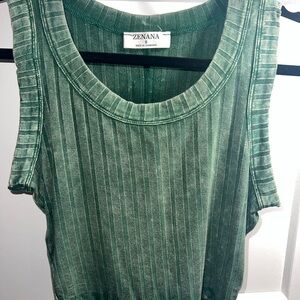 Zenana Outfitters Forest Green Ribbed Tank Top